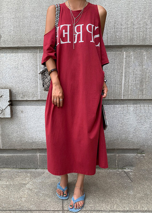 Plus Size Navy Blue Graphic Cold Shoulder Holiday Maxi Dress Short Sleeve