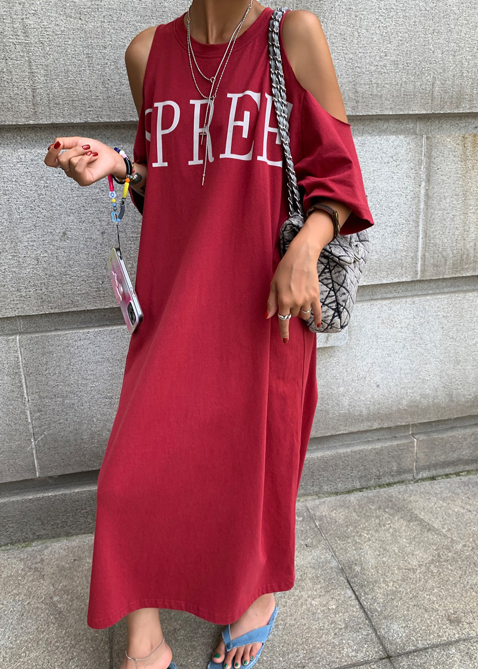 Plus Size Navy Blue Graphic Cold Shoulder Holiday Maxi Dress Short Sleeve