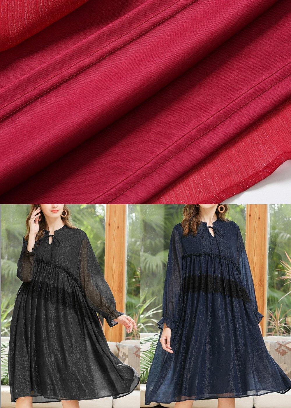 Plus Size Navy Cinched Chiffon O-Neck Summer Maxi Dress - SooLinen
