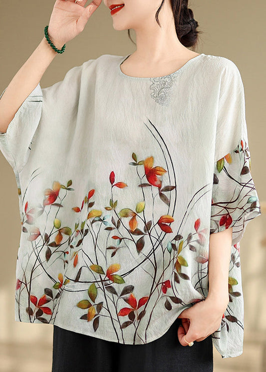 Plus Size O-Neck Print T Shirt Summer