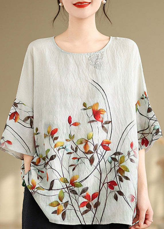 Plus Size O-Neck Print T Shirt Summer