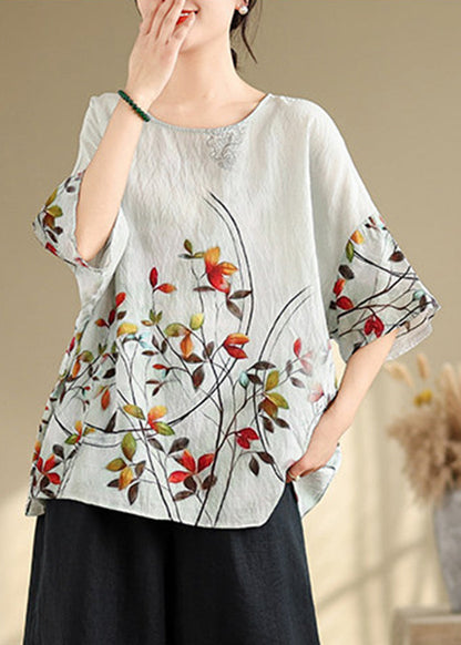 Plus Size O-Neck Print T Shirt Summer