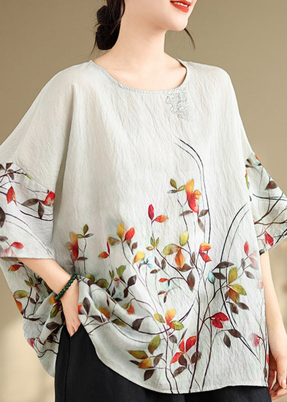 Plus Size O-Neck Print T Shirt Summer
