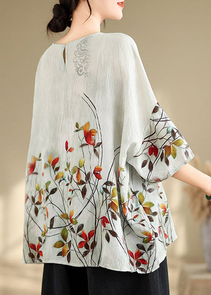 Plus Size O-Neck Print T Shirt Summer