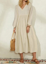 Load image into Gallery viewer, Plus Size Orange V Neck Patchwork Long Dresses Spring