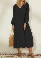 Load image into Gallery viewer, Plus Size Orange V Neck Patchwork Long Dresses Spring