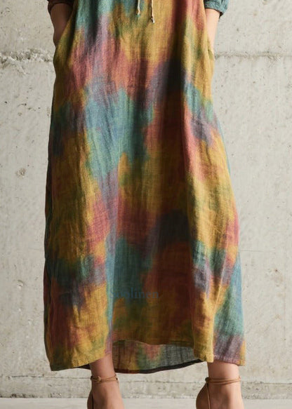 Plus Size Oversized Tie Dye Cotton Dress Fall