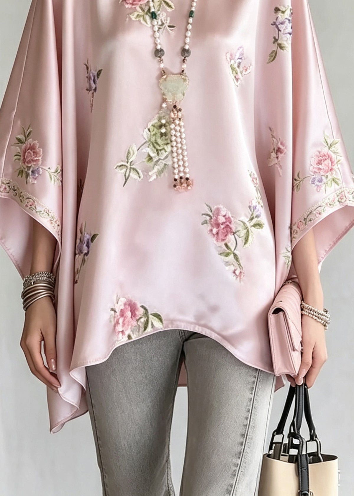 Plus Size Pink O-Neck Print Shirt Tops Fall