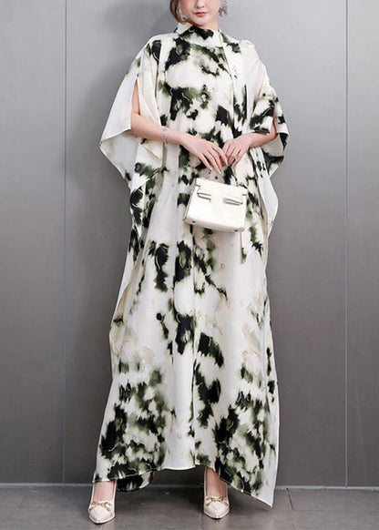 Plus Size Print Long Dresses Batwing Sleeve