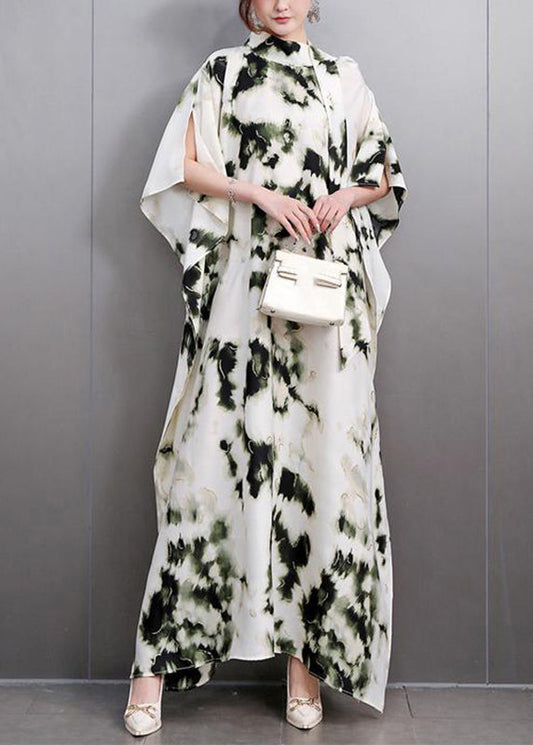 Plus Size Print Long Dresses Batwing Sleeve