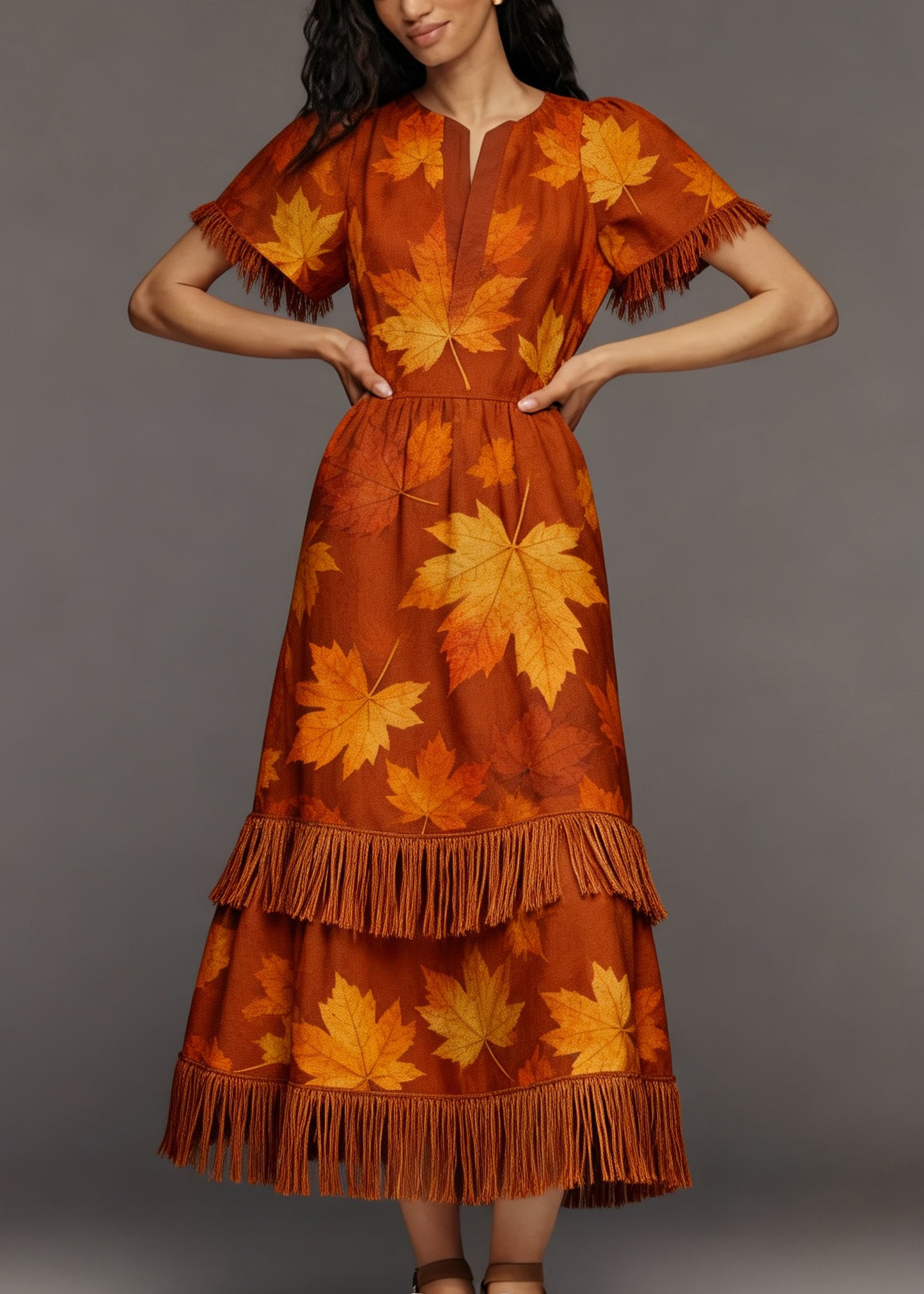 Plus Size Print Tasseled Patchwork Cotton Maxi Dresses Summer