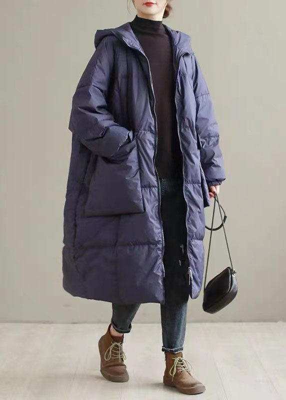 Plus Size Purple Hooded thick cotton blend Coats Winter