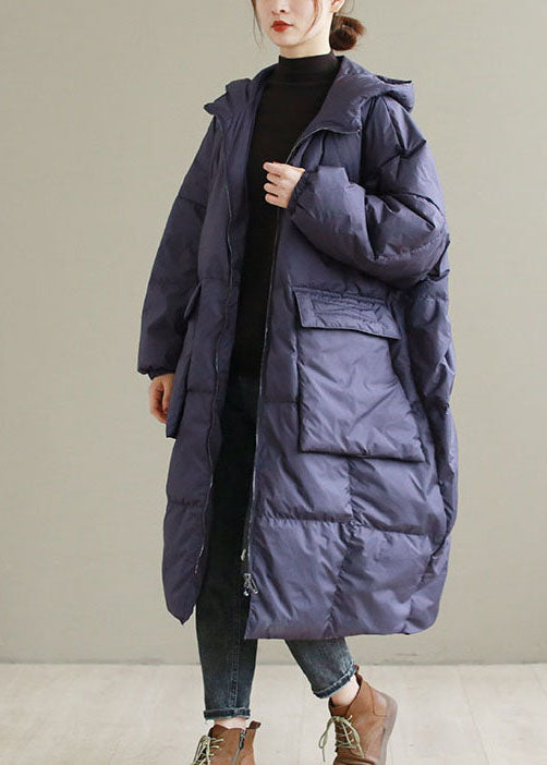 Plus Size Purple Hooded thick cotton blend Coats Winter