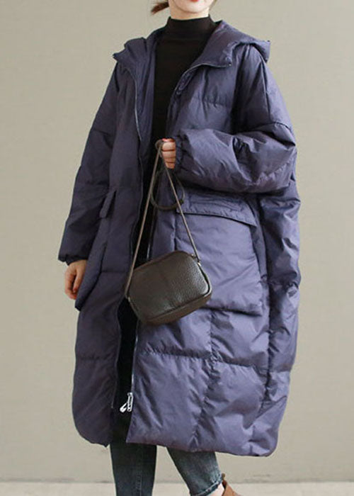 Plus Size Purple Hooded thick cotton blend Coats Winter