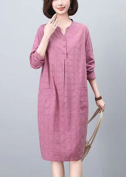 Plus Size Purple Jacquard Cotton Day Dresses Spring