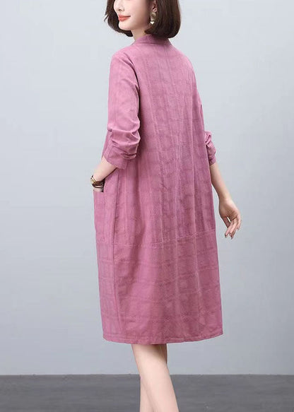 Plus Size Purple Jacquard Cotton Day Dresses Spring