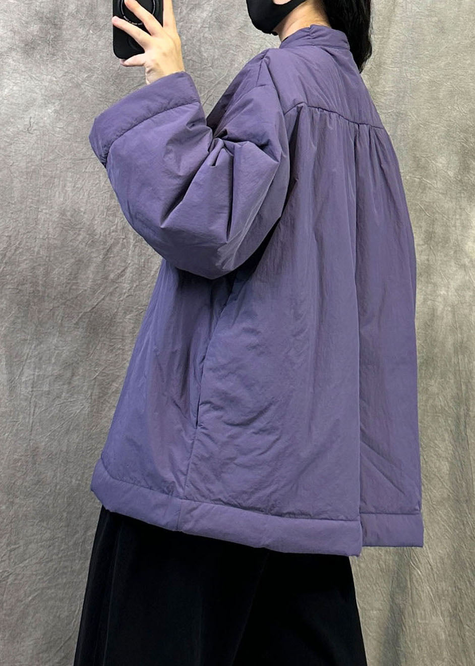 Plus Size Purple Oversized Fine Cotton Filled Pullover Parka Winter