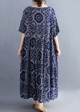 Load image into Gallery viewer, Plus Size Red O Neck Print Pockets Cotton Long Dress Summer