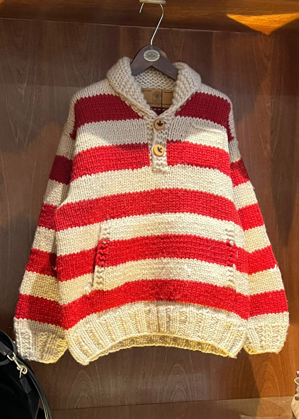 Plus Size Red Oversized Striped Knit Sweaters Winter