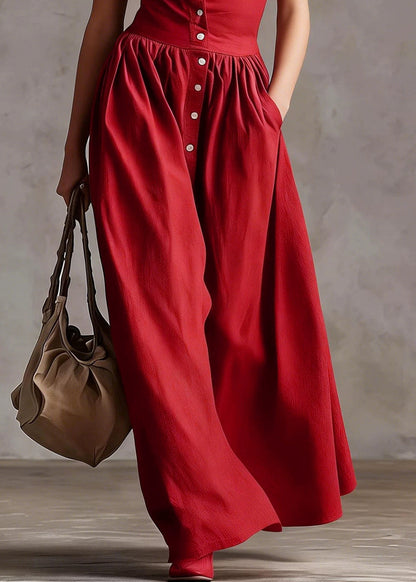 Plus Size Red Peter Pan Collar Cotton Party Dress Summer