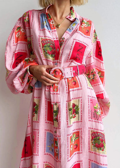 Plus Size Red Stand Collar Print Slim Maxi Dresses Fall