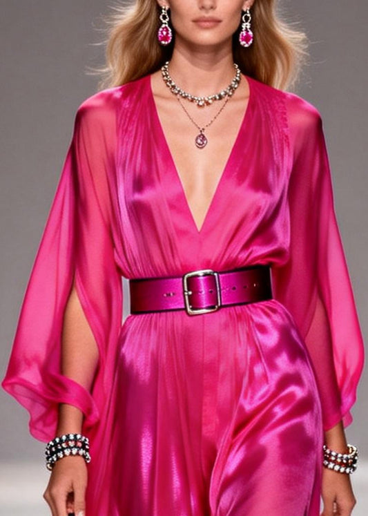 Plus Size Rose Draping Low High Design Chiffon Tunic Dresses Summer