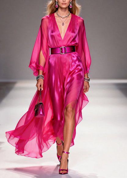 Plus Size Rose Draping Low High Design Chiffon Tunic Dresses Summer