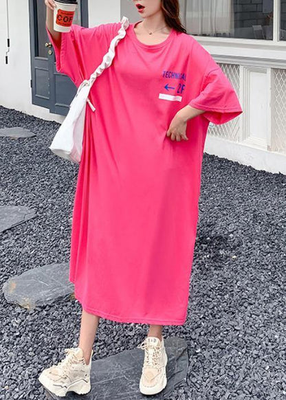 Plus Size Rose Graphic Cotton Long sleeve Summer Long Dresses - SooLinen