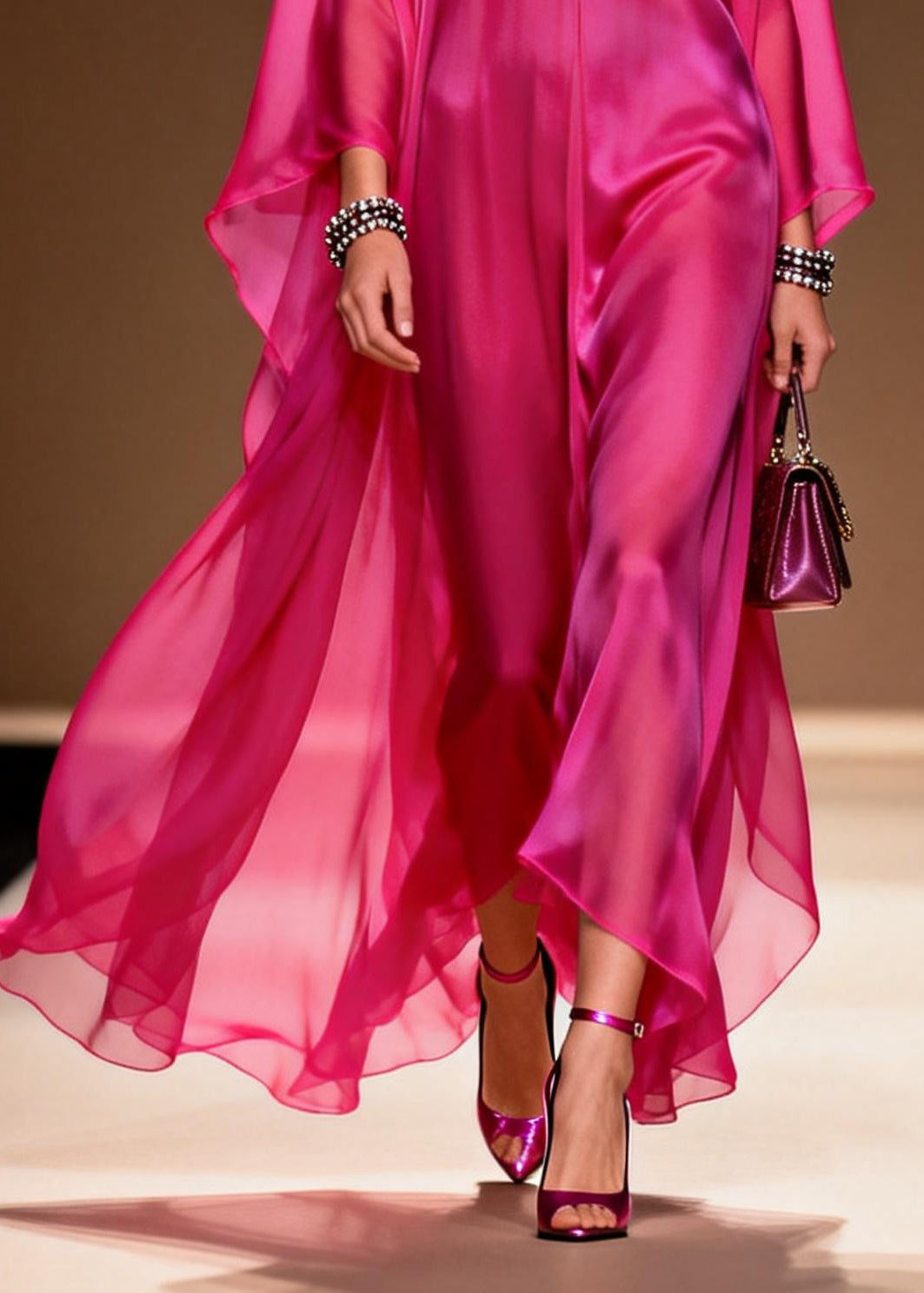 Plus Size Rose Oversized Draping Chiffon Maxi Dress Summer