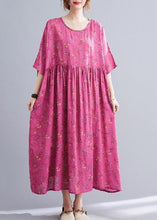 Load image into Gallery viewer, Plus Size Rose Print Pockets Cotton Long Dresses Summer
