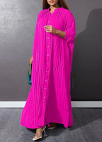 Plus Size Rose Wrinkled Long Dresses Spring