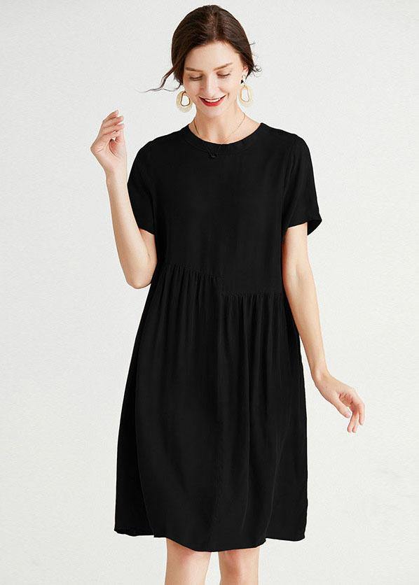 Plus Size Rust Red O-Neck Patchwork Summer Maxi Dresses Short Sleeve - SooLinen