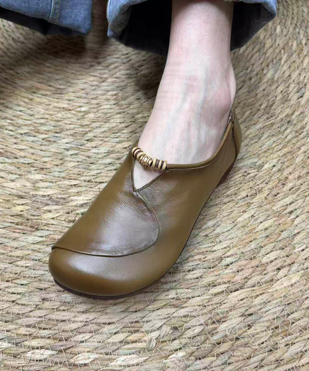 Plus Size Splicing Flat Feet Shoes Brown Faux Leather
