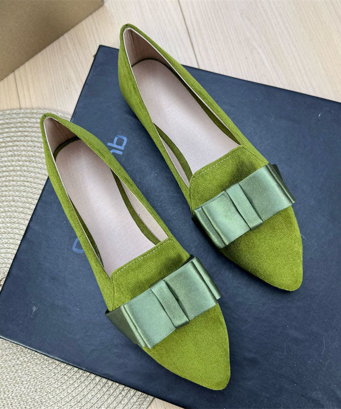 Plus Size Splicing Flat Shoes For Women Green Pointed Toe