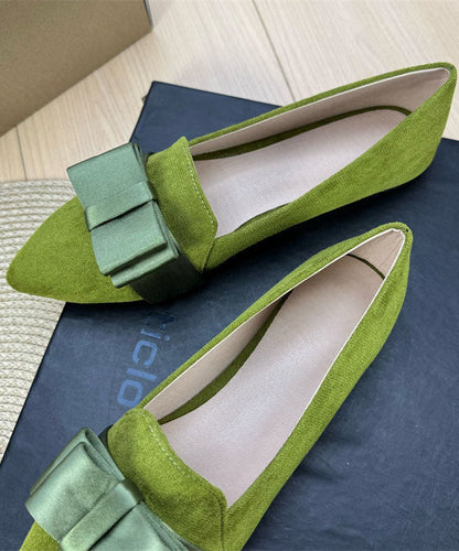 Plus Size Splicing Flat Shoes For Women Green Pointed Toe