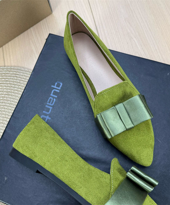 Plus Size Splicing Flat Shoes For Women Green Pointed Toe