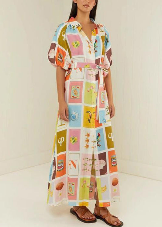 Plus Size Tie Waist Button Long Shirts Dresses Summer