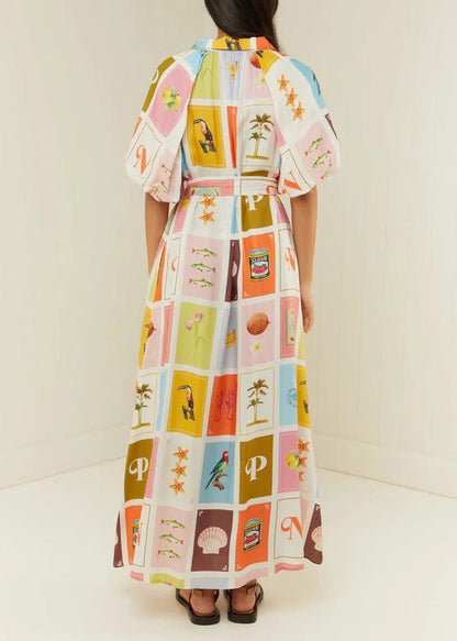 Plus Size Tie Waist Button Long Shirts Dresses Summer