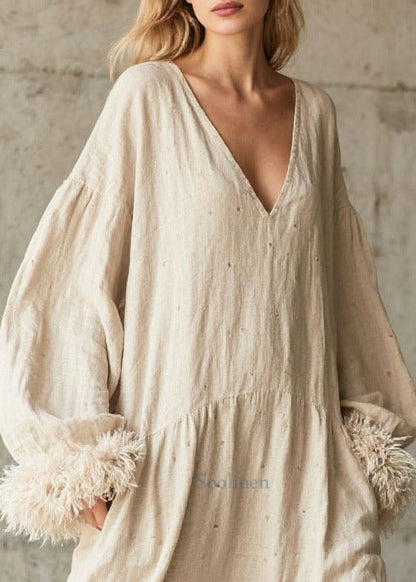 Plus Size White Oversized Patchwork Faux Fur Maxi Dress Fall