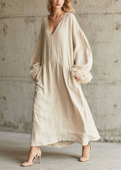 Plus Size White Oversized Patchwork Faux Fur Maxi Dress Fall
