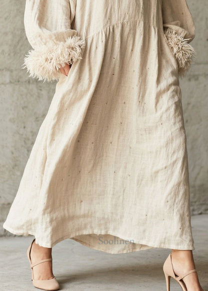 Plus Size White Oversized Patchwork Faux Fur Maxi Dress Fall