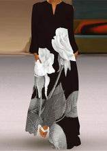 Load image into Gallery viewer, Plus Size White Print Maxi Beach Dress Long Sleeve
