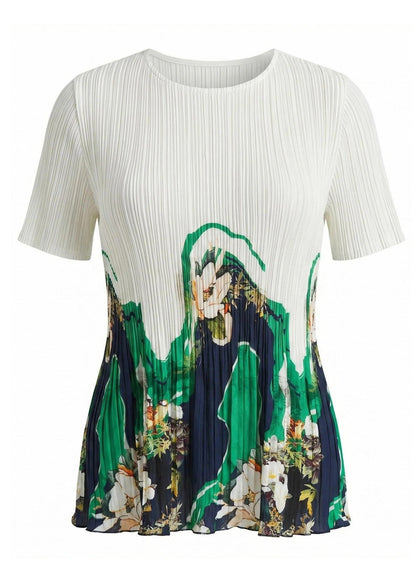 Plus Size White Print Thin Top Summer