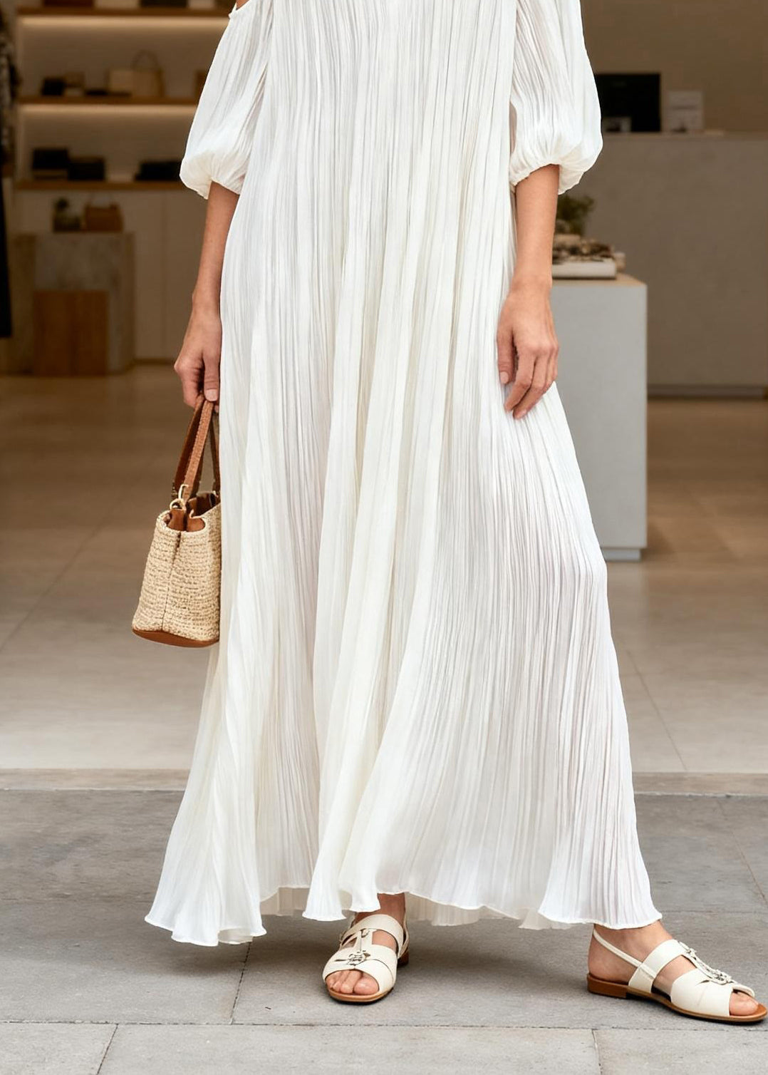 Plus Size White V Neck Asymmetrical Design Patchwork Cotton Dresses Summer