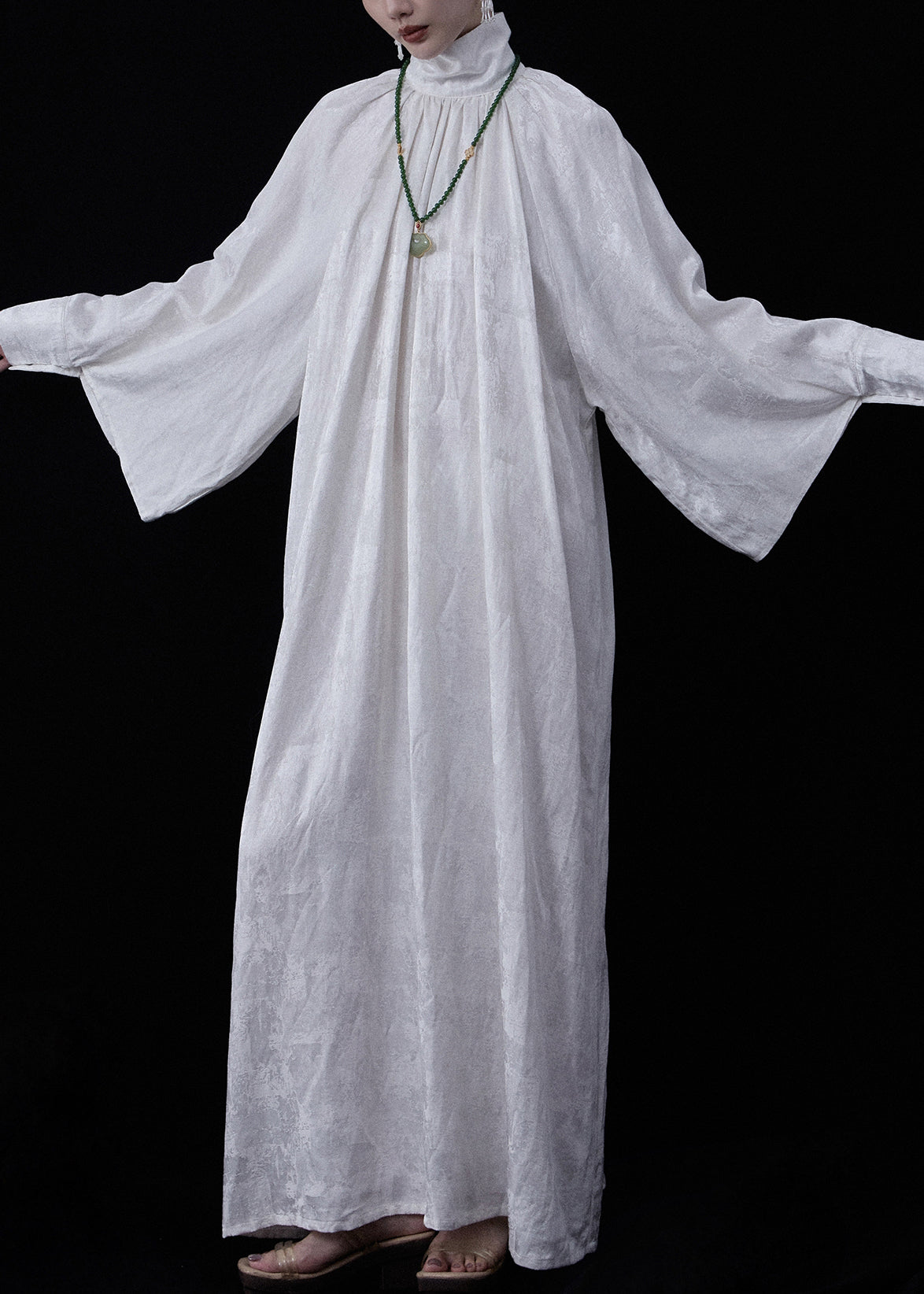 Plus Size White Zippered Wear On Both Sides Linen Maxi Dresses Fall