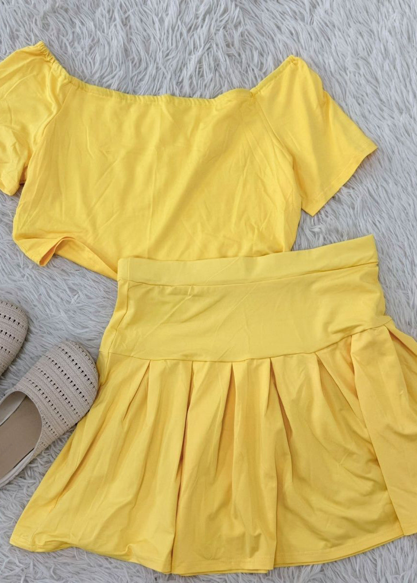 Plus Size Yellow Patchwork T Shirt And Shorts Two Pieces Set Summer