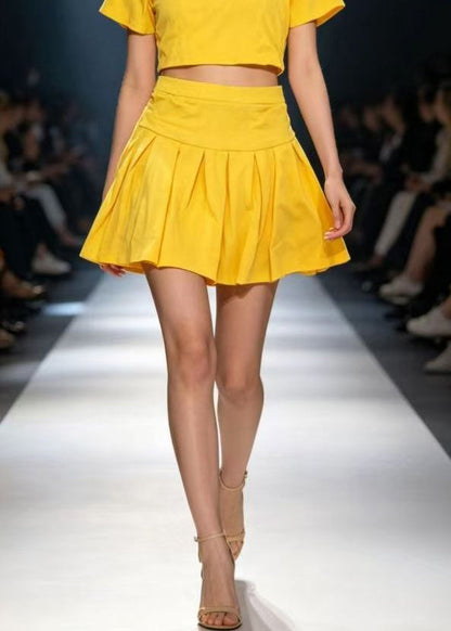 Plus Size Yellow Patchwork T Shirt And Shorts Two Pieces Set Summer