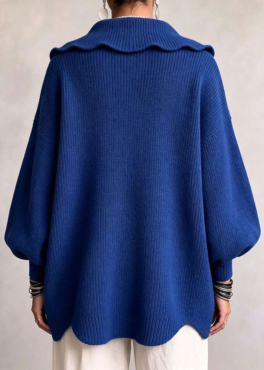 Plus Size Yellow Peter Pan Collar Button Cotton Knit Sweaters Fall
