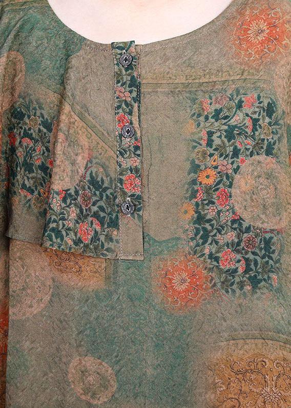 Plus Size Yellow Ruffles Patchwork Summer Silk  Dresses Half Sleeve - SooLinen