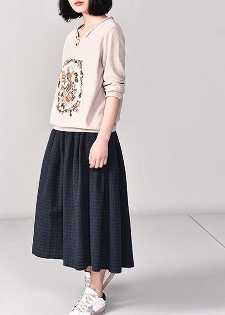 Pullover beige knitted jackets plus size clothing v neck sweaters long sleeve - SooLinen